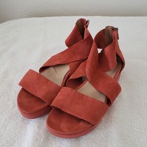 Eileen Fisher red suede womens sandals size 8